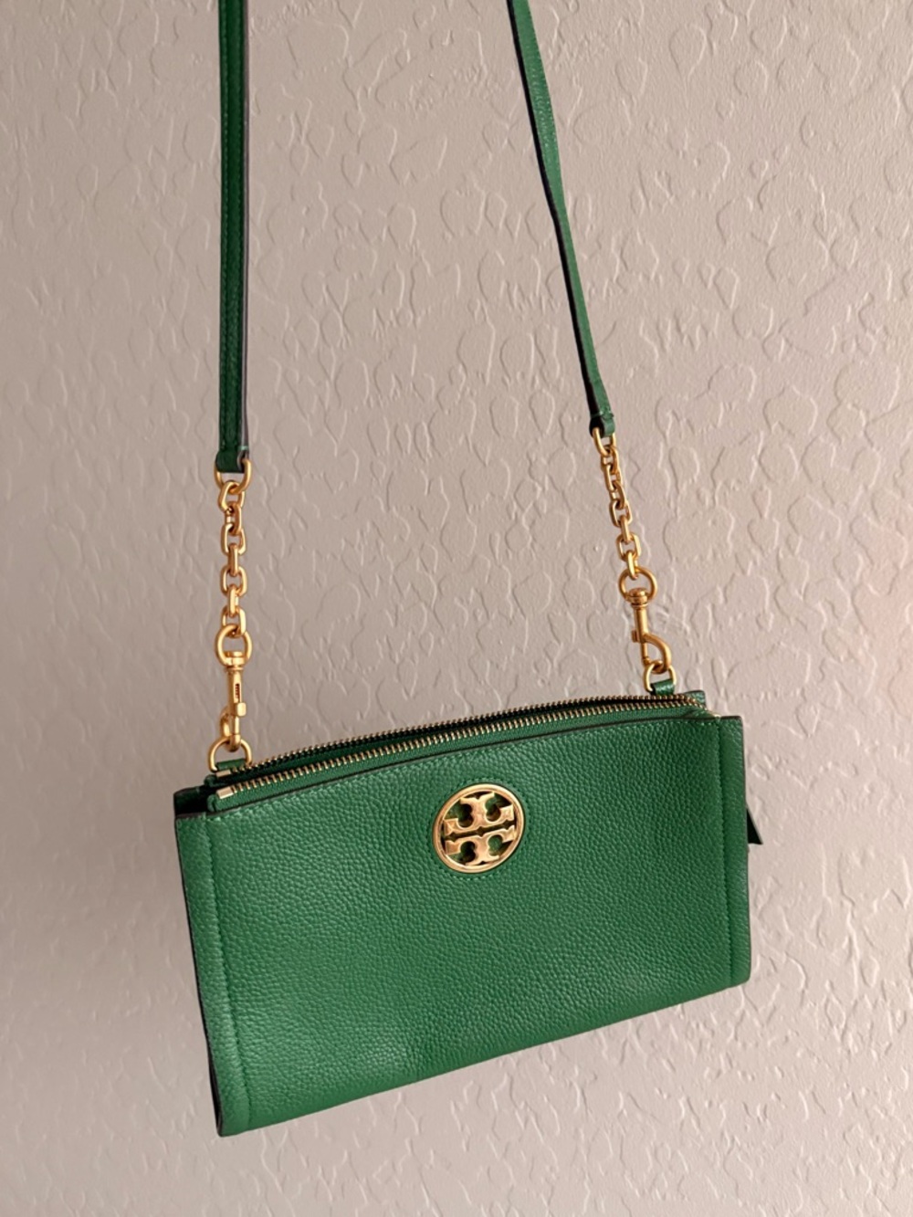 Tory Burch Carson Zip Top Crossbody Bag Green - Picture 7 of 9